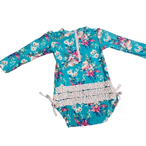 Ruffle Butts Other - Ruffle Butts Floral Swimsuit Long Sleeve Rashguard Ruffle One Piece 12-18 Months
